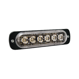 [SP6R] Luz Auxiliar de 6 LED, Roja, Bisel Negro, Lente Transparente | SP6R
