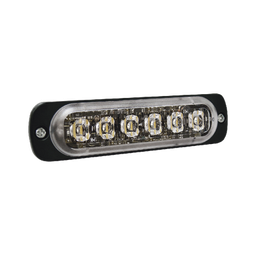 [SP6A] Luz Auxiliar de 6 LED, Ambar, Bisel Negro, Lente Transparente | SP6A
